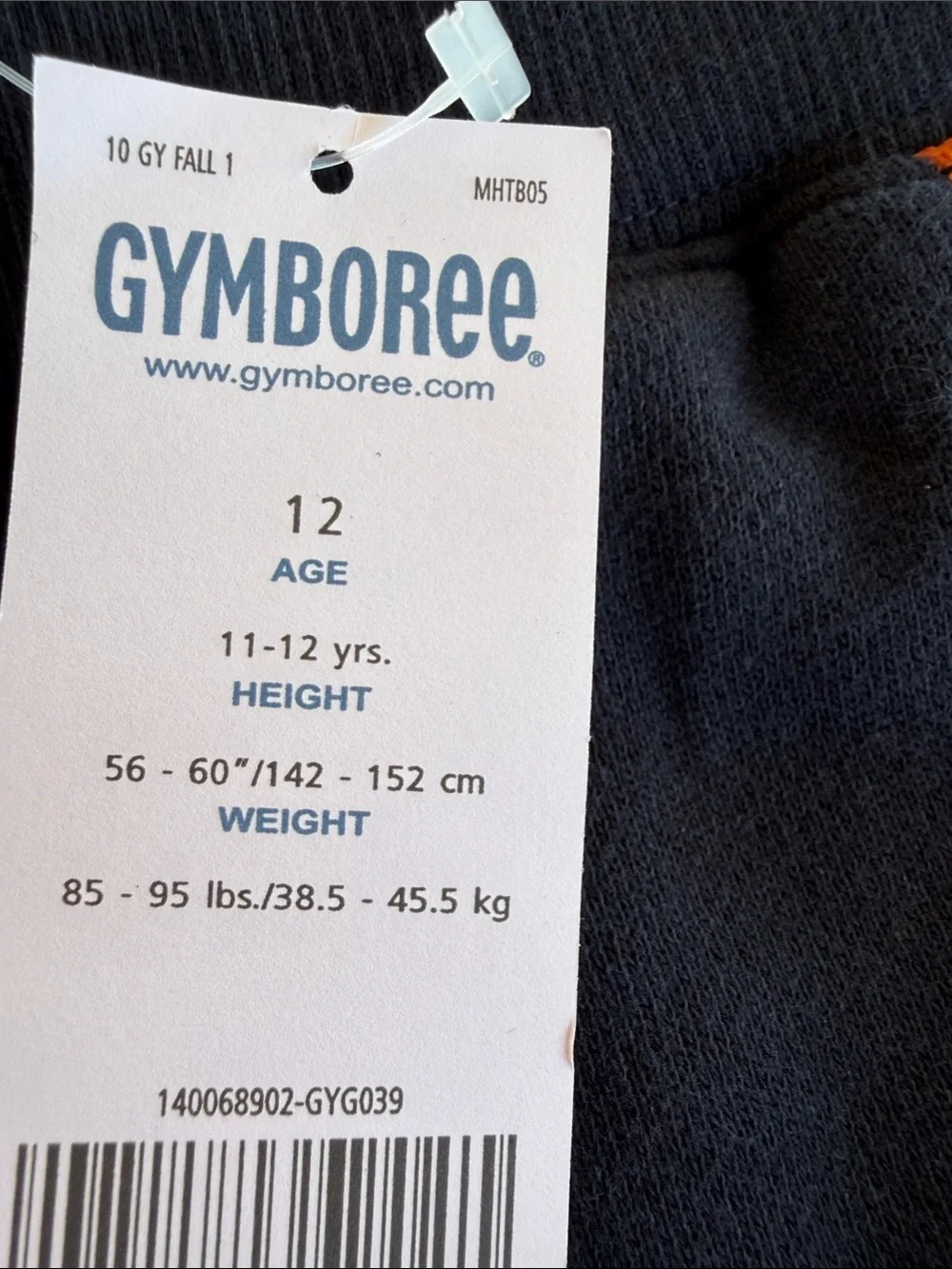 NWT Gymboree Navy Sweatpants with Orange & White Side Stripes